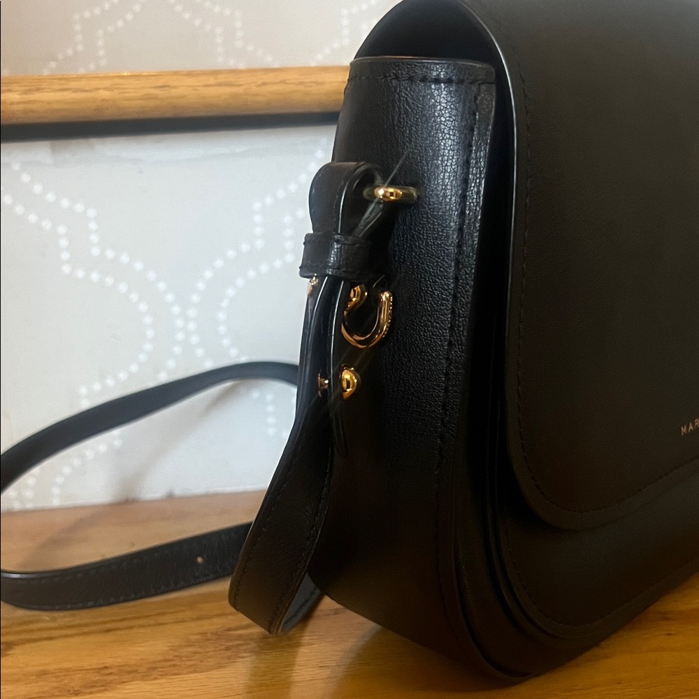 Marc Jacobs Rider Medium Black Leather Saddle Crossbody with Gold Hardware - Picture 3 of 13